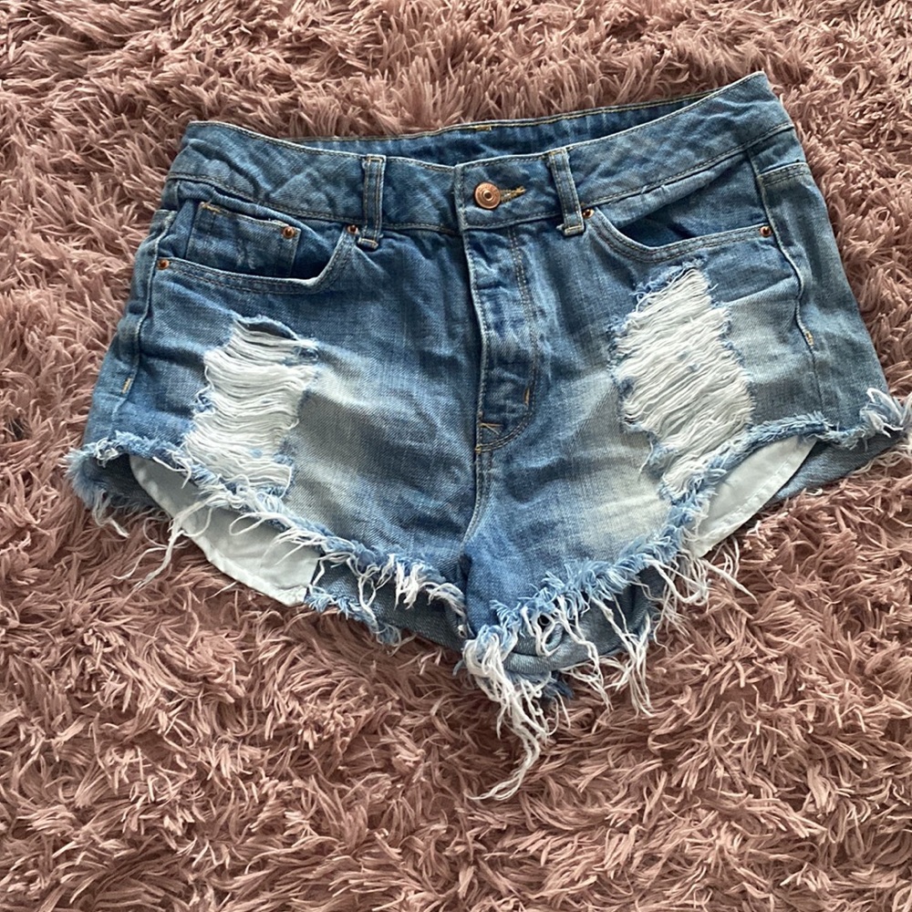 Light blue denim shorts